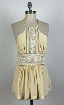 Tracy Reese Cream Silk Jeweled Tank Top