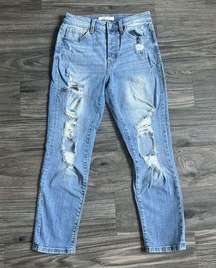 Willow & Root Buckle High‎ Rise Distressed Mom Jeans Blue Denim Size 27