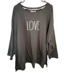 Rae Dunn Black and White Oversized Sweater With “Love” Graphic