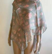 COPY - Rare sold out ALEXANDER MCQUEEN Muted Skull Silk Chiffon Scarf Gray/Pink