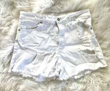 White Distressed Denim Shorts