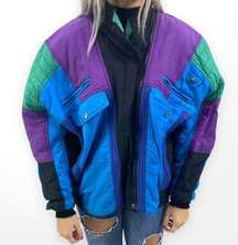 80s TOGETHER Vintage Blue and Purple Colorbock Ski Jacket