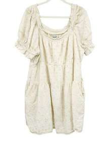 Old Navy Womens Lagenlook Beachy Textured Tiered Mini Dress Size XL Cream