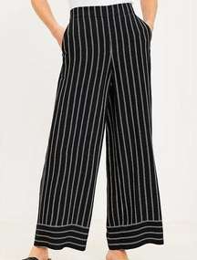 NWT Loft Fluid Wide Leg striped black and white pull on pants size Large