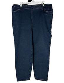 Catherines Womens Essential Flat Front Denim Pull on Pants Size 1X Petite Blue