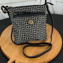 Tommy Hilfiger Julia Monogram Crossbody Bag Black Cream