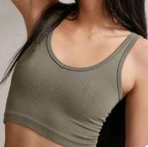 Green Seamless Ribbed Cropped Tank