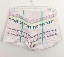 Flying Tomato Tan Embroidered High-Waisted Shorts