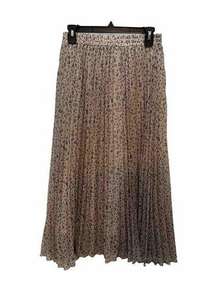 Exlura Brown/Beige Animal Print Pleated Long Maxi Skirt Size: Medium Pull On