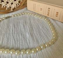 Vintage “Devereaux” Ivory Pearl Necklace 18.5” Hand Knotted Classic Elegant