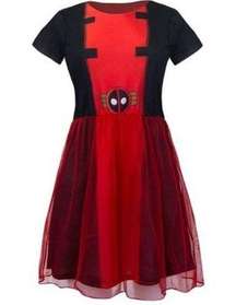 Mighty Fine Dress Women's Small Deadpool Red Cosplay Tulle Overlay Short Sleeve
