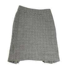 Ann Taylor Womens Pencil Skirt Gray Houndstooth Dual Kick Pleats Wool Tweed 2