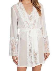 NWT  By Jonquil White Lace Chiffon Robe Womens Small