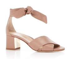 Marion Parke Bella Blush Pink Leather Sandal Block Heel Tie Ankle Strap Size 42