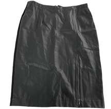 Nicole Miller Skirt Womens Large Black Faux Leather Zip Hem Pencil Mob Wife