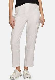 NWT Womens Cropped Ankle Cargo Pants Joggers in Ivory White