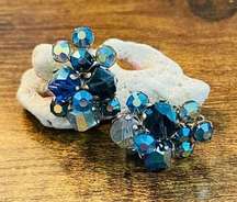 Vintage Blue AB Cluster Vogue Clip On Earrings