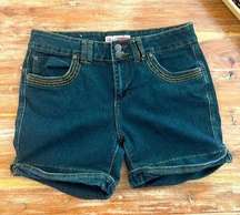 I.Q. & Company denim cuffed roll dark blue shorts 12 700540