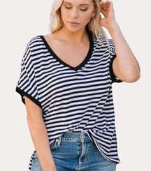 Z Supply Angel Dolman Boxy Knit Top Blouse Stripe Black M