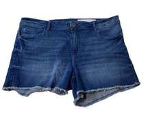 New York Laundry Womens Juniors Blue Denim Jean Shorts Fringe Hem Size 13