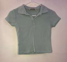 Teal Shirt With Polo Collar