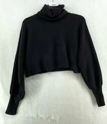 Black Cropped Turtle Neck Sweater