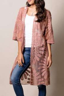 Blush Pink Lace Mandala Kimono Wrap