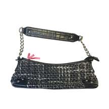 Apt 9 Y2K Black White Tweed Small Baguette Bag Purse