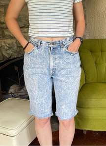 80s Chic brand Acid Washed Denim Bermuda Length shorts longline denim short