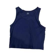 Aerie lounge ribbed navy cotton cropped tank top women's extra large basic
