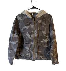 Supplies Gray Camo Hooded Full Zip Front Jacket Women Sz S