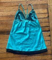 Frederick’s of Hollywood Teal Satin Babydoll Lingerie Size Large