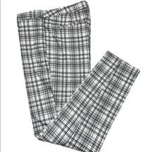 Adrienne Vittadini B&W Plaid Flat Front Straight Leg Pants Trousers size 10 NWOT