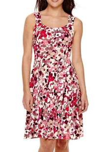 London Style Collection Sleeveless Floral Fit And Flare Dress Size M