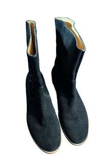 Jack Rogers Women Boots Kaitlin Suede Stitches Mid Calf Pull On Shoes Black 7.5M