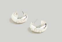 NWT Madewell Stone Collection Chunky Hoop Earrings Silver