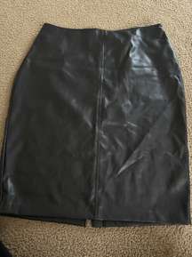 Faux Black Leather Pencil Skirt