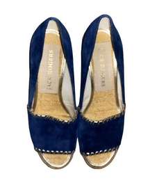 Jack Rogers Palmer Wedge size 7.5 blue suede