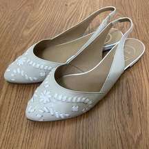 Jack Rogers Rory ivory slingback flat point toe shoes size US 8.5