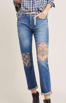 Pilcro Tapestry Patchwork Slim Boyfriend Jeans Size 29