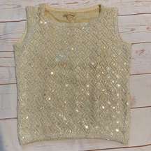 I.Magnin & Co.100% Wool Womens Beaded Sleeveless Blouse Cream Size 38