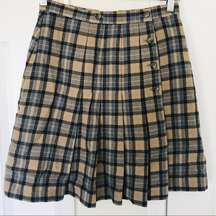 Moschino jeans vintage‎ plaid pleated Academia wool brown skirt size 26