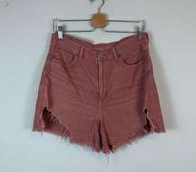 AEO | Mauve Pink Distressed Highest Rise Mom Shorts Size 12