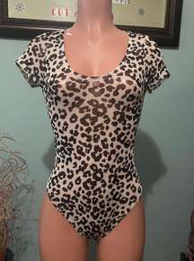 Leopard print  bodysuit transparent Lingerie NWT size Medium