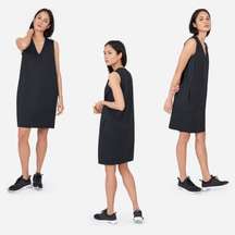 The Cotton Poplin Black V-Neck Tank Dress 00