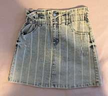 Jolt Striped Acid Wash Paper Bag Denim Skirt