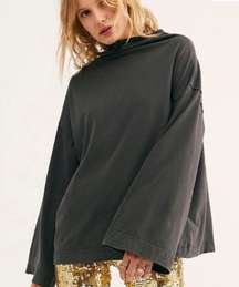 Grey Bell Sleeve Cowl Neck Top