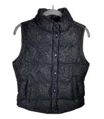 Ralph Lauren  Lace Zip Up Snap Puffer Vest Black Womens Size XS