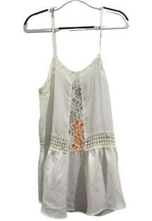 Collective Concepts White Eyelit Smock detail cami top, NEW