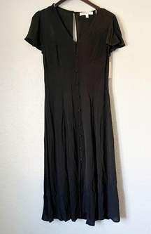 NWT ROW A Black Button Front Midi Dress X-Small